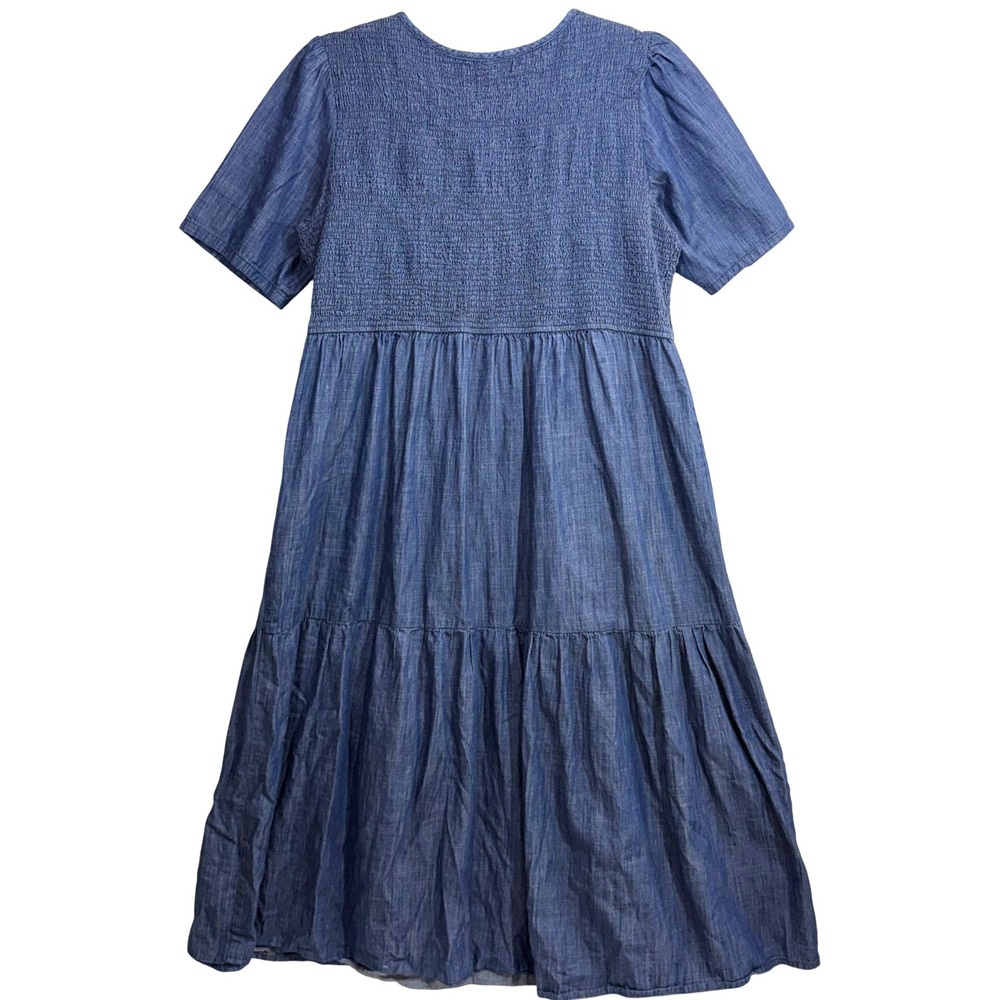 Wayward Fancies eShakti L-12 Chambray Dress Smocked Tiered Cottagecore Bohemian‎ - Picture 5 of 12
